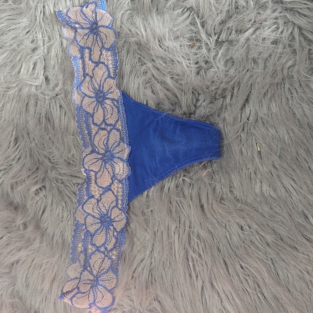 Victoria's Secret Blue and Pink Floral Lace Panty.